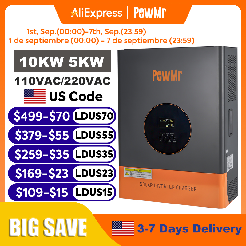 Onduleur biphasé PowMr 10KW 5K - Solar Pump Controller avis et prix